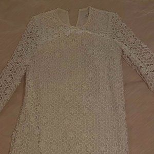 Midi White Dress with Floral Detail